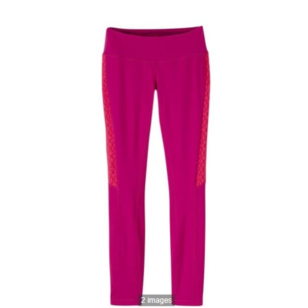 prAna Womens Lennox Yoga Ankle Legging Lace Running Leggings Size Small PINK